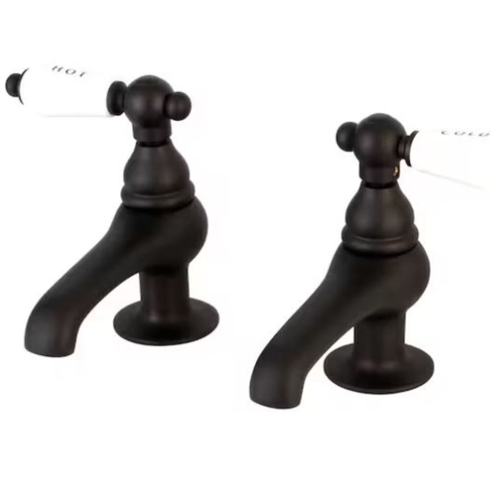 Kingston Brass KS3205PL Basin Faucet with Porcelain Lever Handle, Bronze